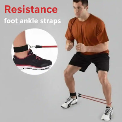 ArabNest bodybuilding resistance bands set with colorful elastic bands for strength training and fitness exercises.