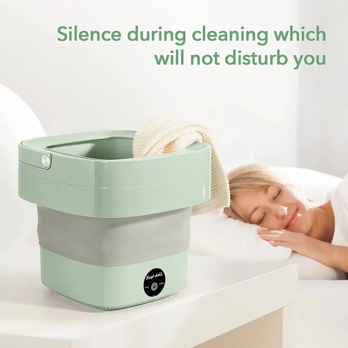 ArabNest mini washing machine with compact design, front view showing control panel and drum for small laundry loads.