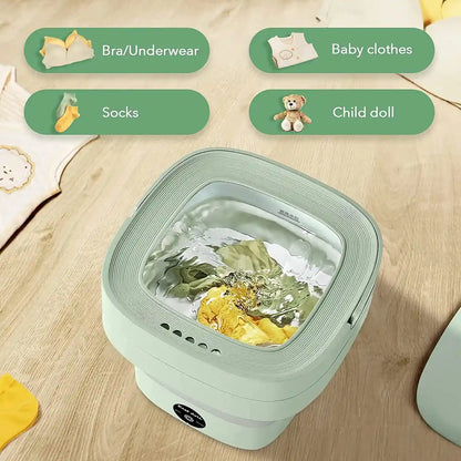 Compact ArabNest mini washing machine with a white exterior, transparent door, and control panel on top, ideal for small laundry loads.