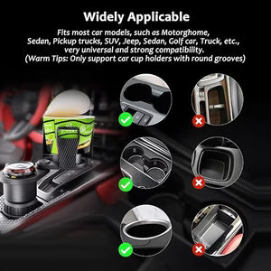 ArabNest car drink expander holder attached to vehicle console, designed to securely hold cups and bottles while driving.