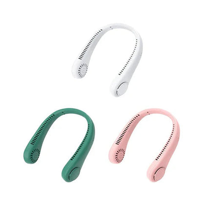 ArabNest Vaneless Neck Hanging Fan, portable bladeless, rechargeable USB cooling fan with dual cooling for personal summer comfort.