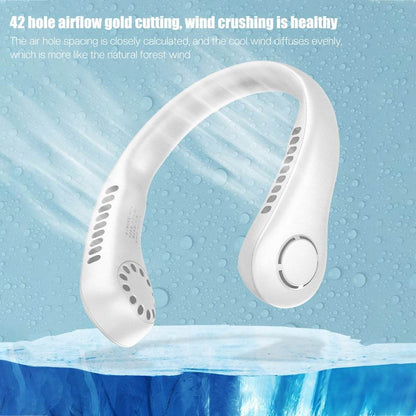 ArabNest Vaneless Neck Hanging Fan with adjustable straps and compact design for personal cooling and comfort.